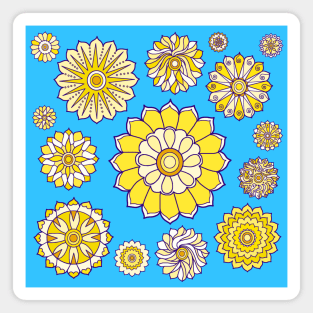 Yellow Psychedelic Floral Power Pattern Magnet